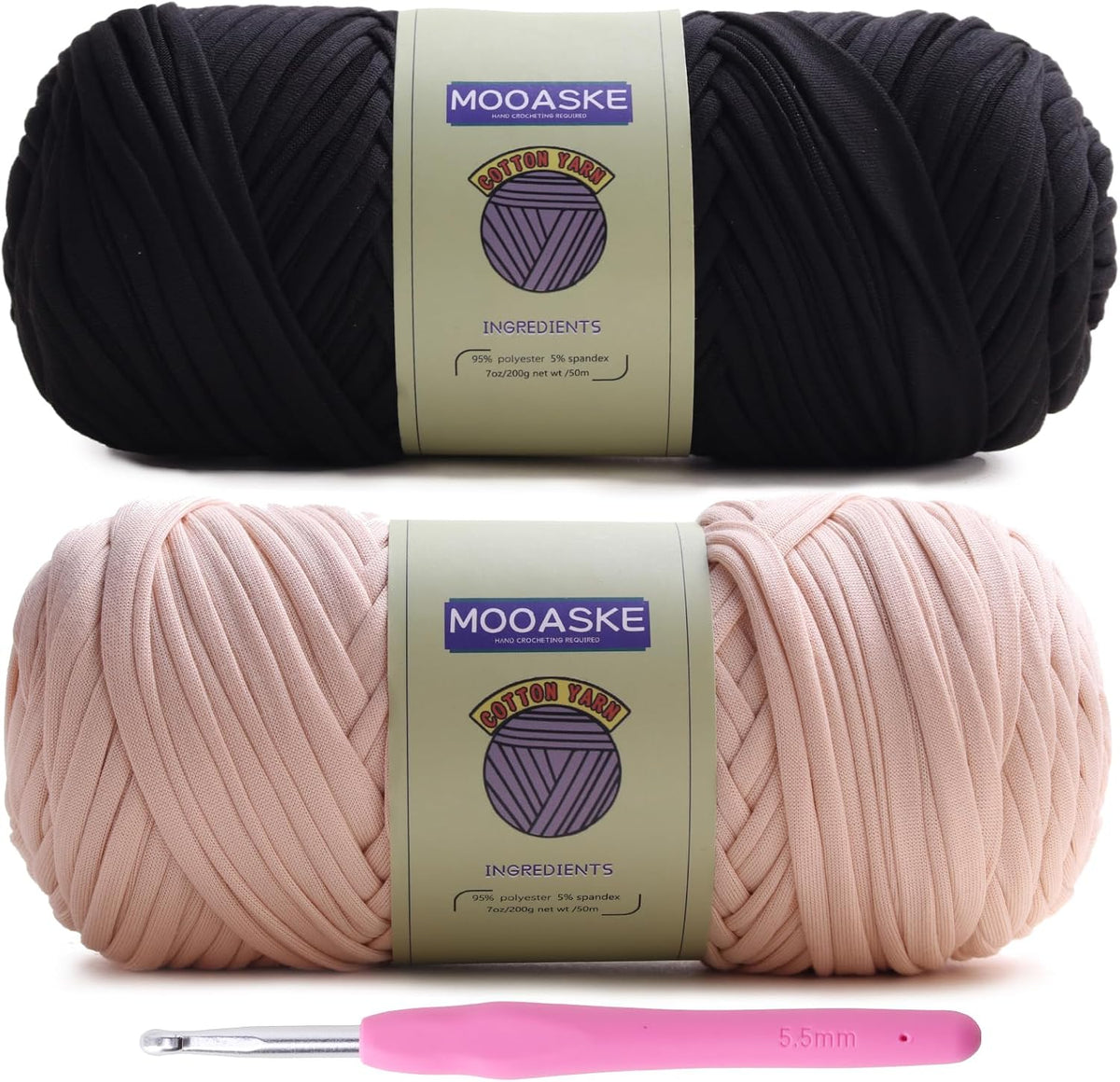 Mooaske 2 Pack T-Shirt Crochet Yarn for DIY Knitting Crochet Cloth