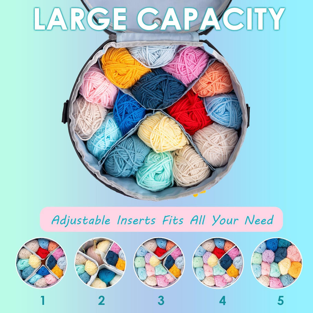 Expandable Crochet Bag, Yarn Storage Organizer & Knitting Tote Bag