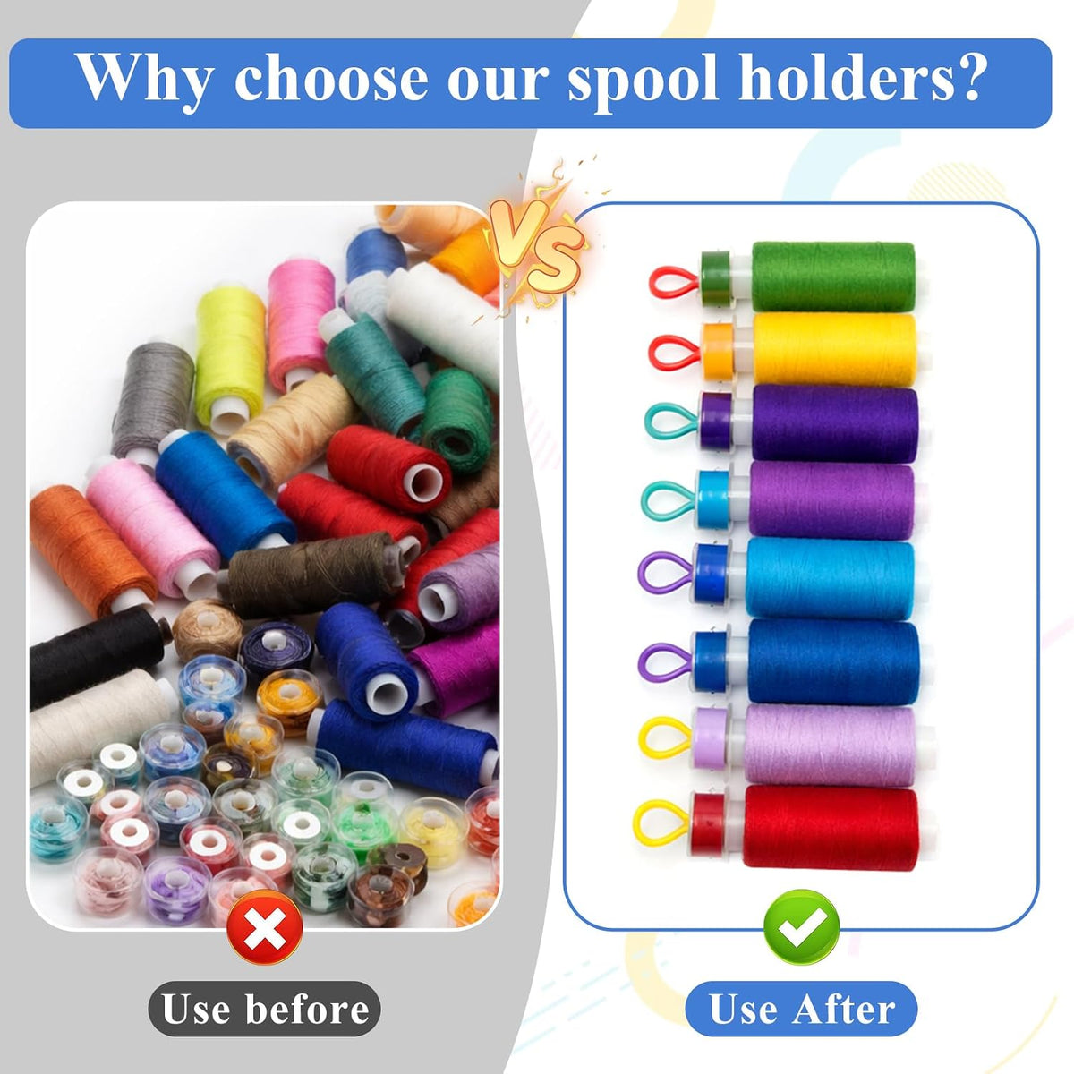 100PCS Bobbin Clips, Bobbin Holder Clips, 5 Colors Thread Spool Clip