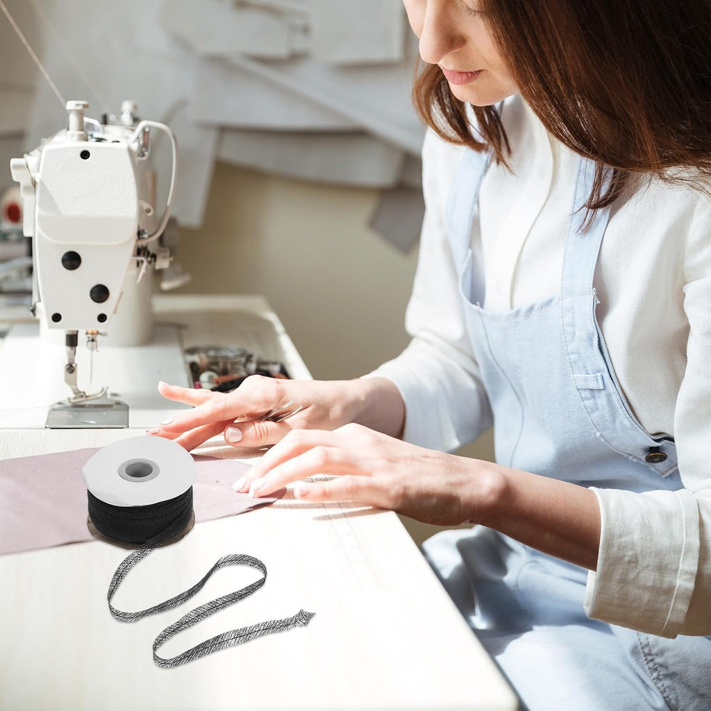 1 Roll Fusible Interfacing Strip for Sewing, Black Non-Woven Fabric