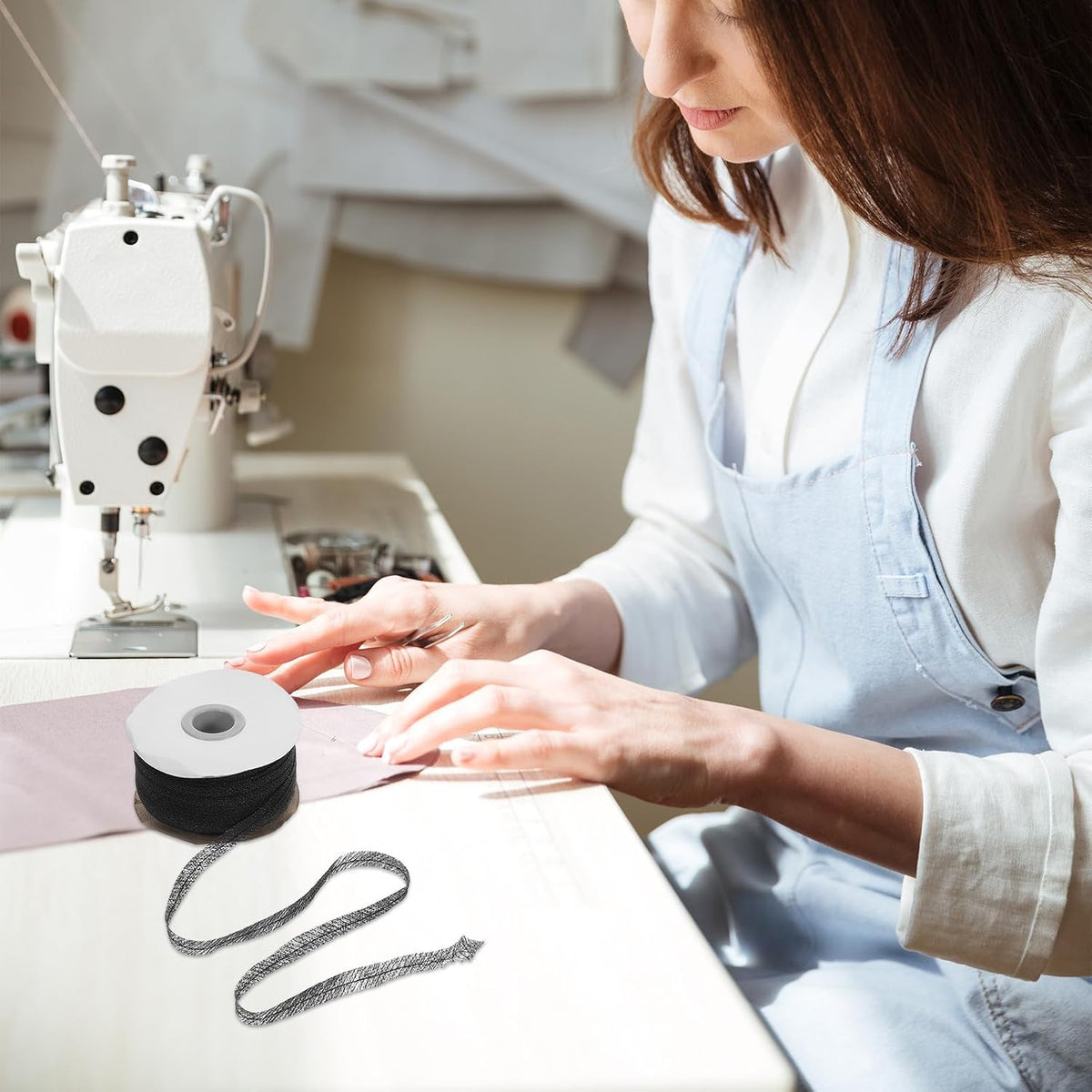 1 Roll Fusible Interfacing Strip for Sewing, Black Non-Woven Fabric