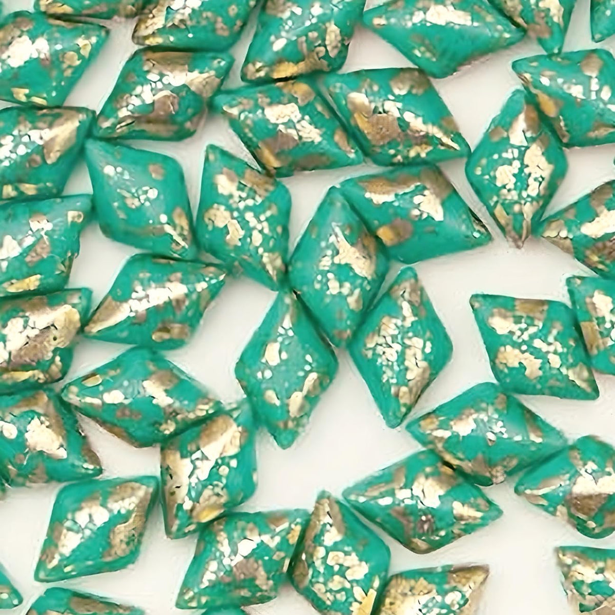 Czech Glass GemDuo Beads, 2-Hole Diamond Shaped Beads 5x8mm, 10 Grams