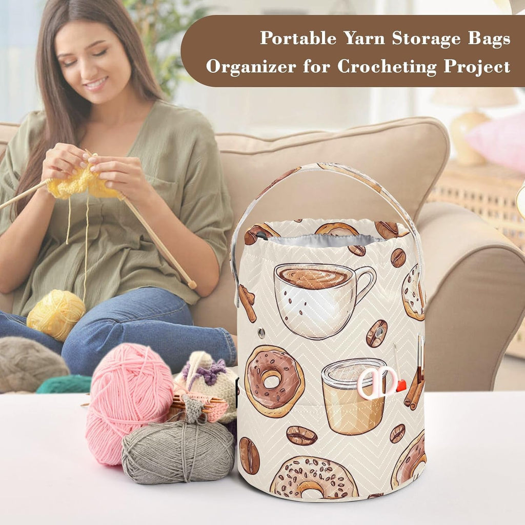 YETTASBIN Donut Yarn Storage Bag, Large Crochet Knitting Bag Organizer