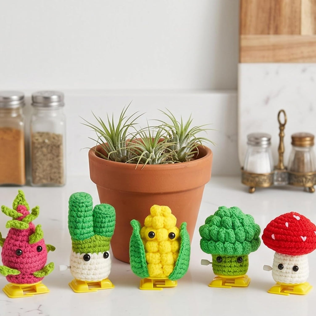 5Pcs Vegetable DIY Crochet Kit for Beginners Adults Birthday Gifts