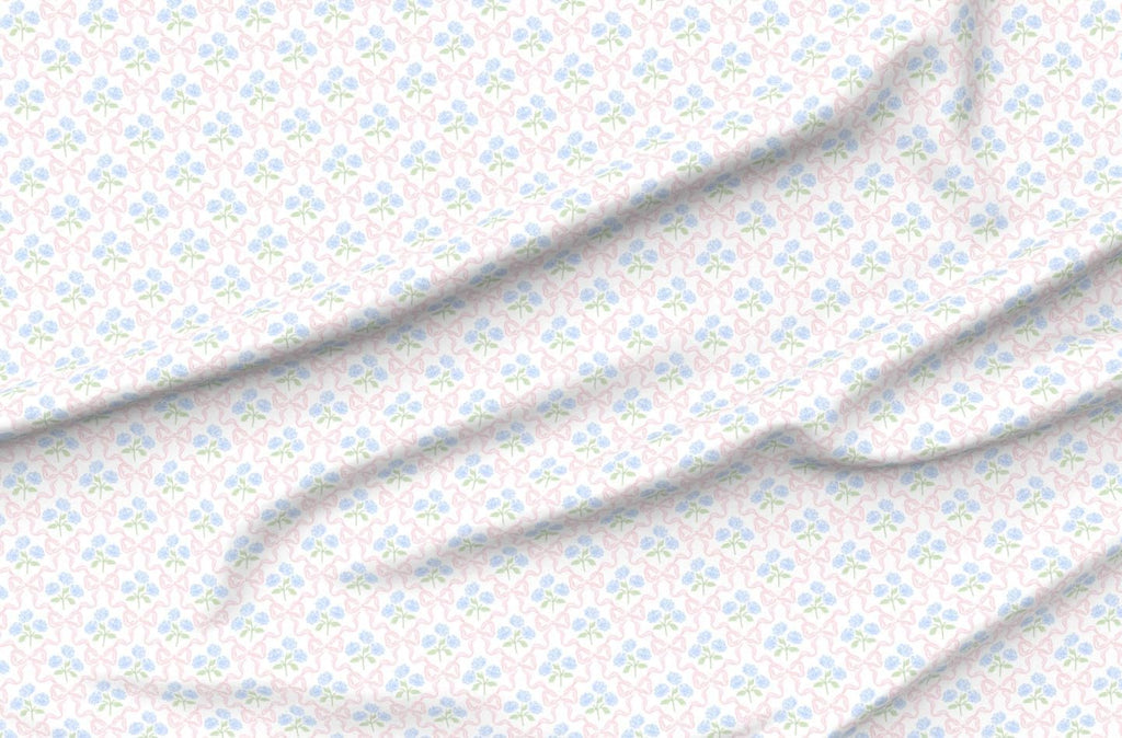 Spoonflower Fabric Preppy Bow Floral Delicate on Essex Linen