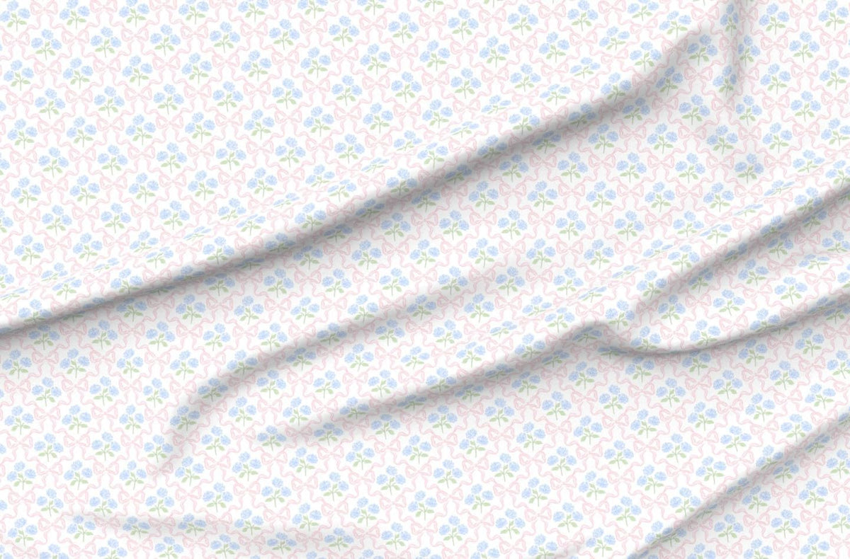 Spoonflower Fabric Preppy Bow Floral Delicate on Essex Linen