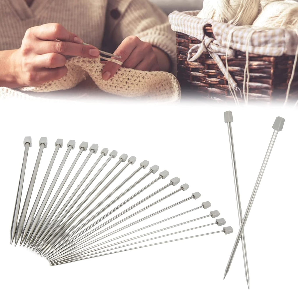 11 Pairs of Stainless Steel Knitting Needles, Metal Knitting Needles