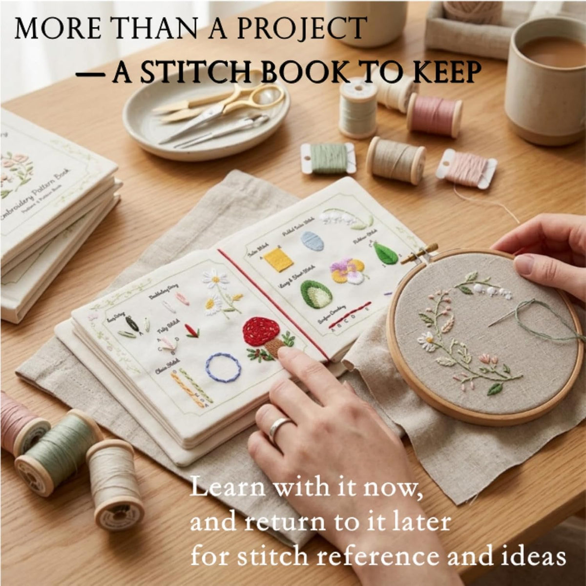 TenDawn Embroidery Stitch Book Kit for Beginners, 32 Essential
