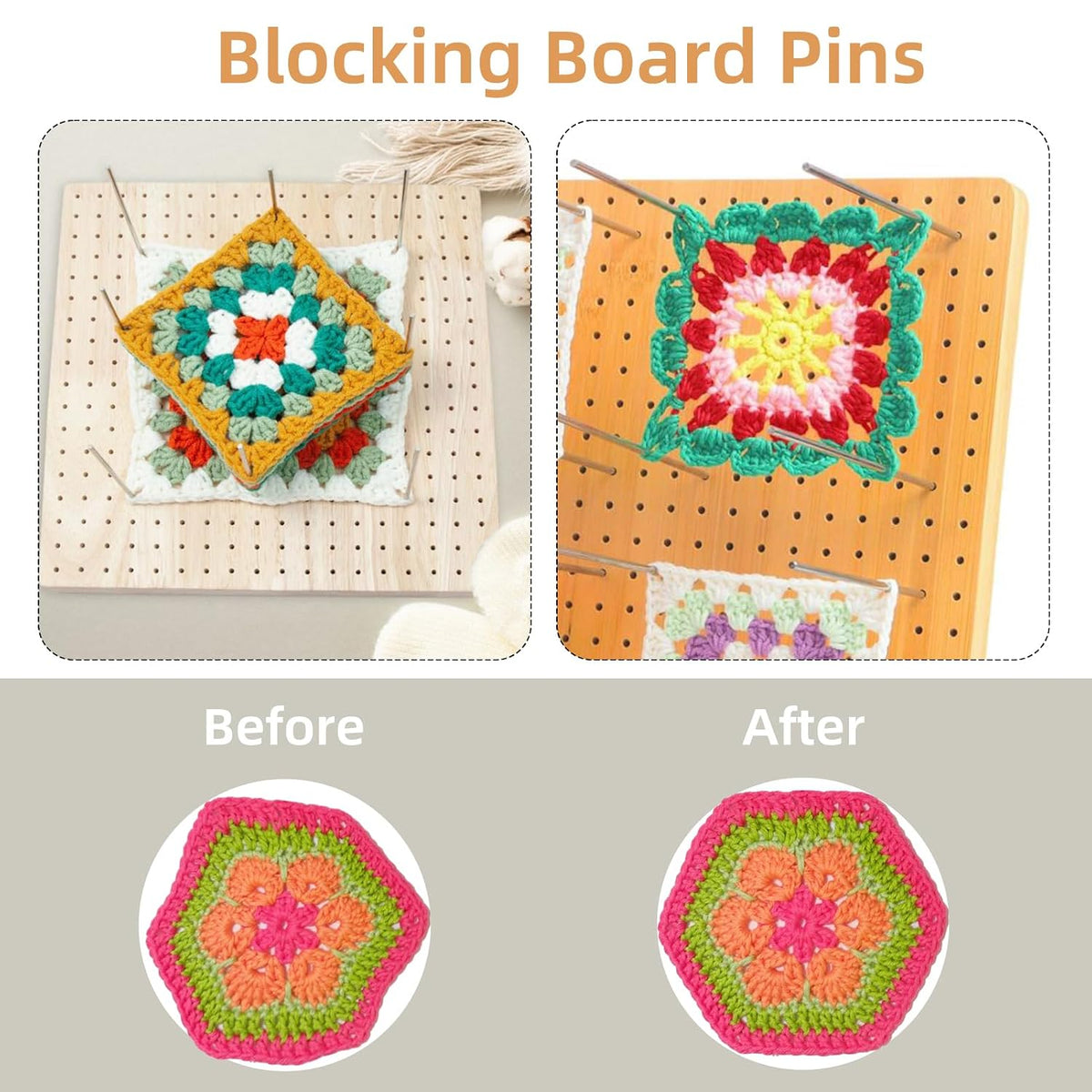 NICENEEDED 30 Pcs Blocking Board Pins, Stainless Steel Rods for