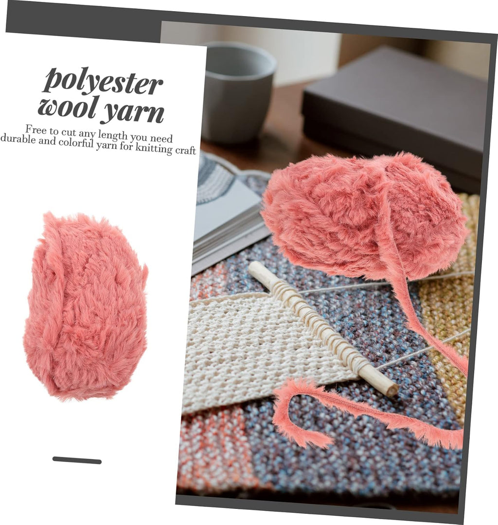 Crochet Yarn 1 Roll Pink Polyester for DIY Knitting Practice Xmas