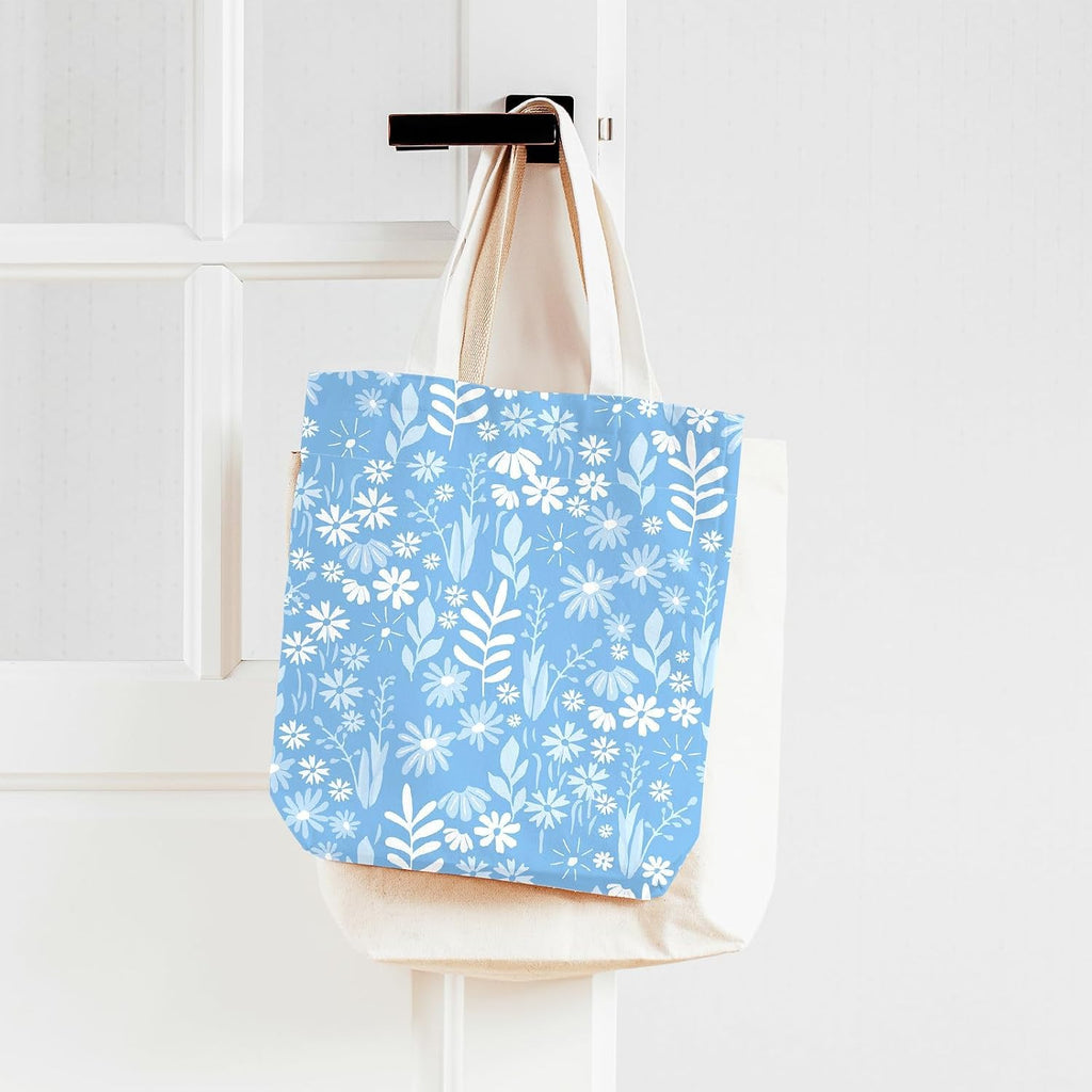 Whaline 32 Pcs Blue Floral Cotton Fabric Bundles Dot Plaid Flower