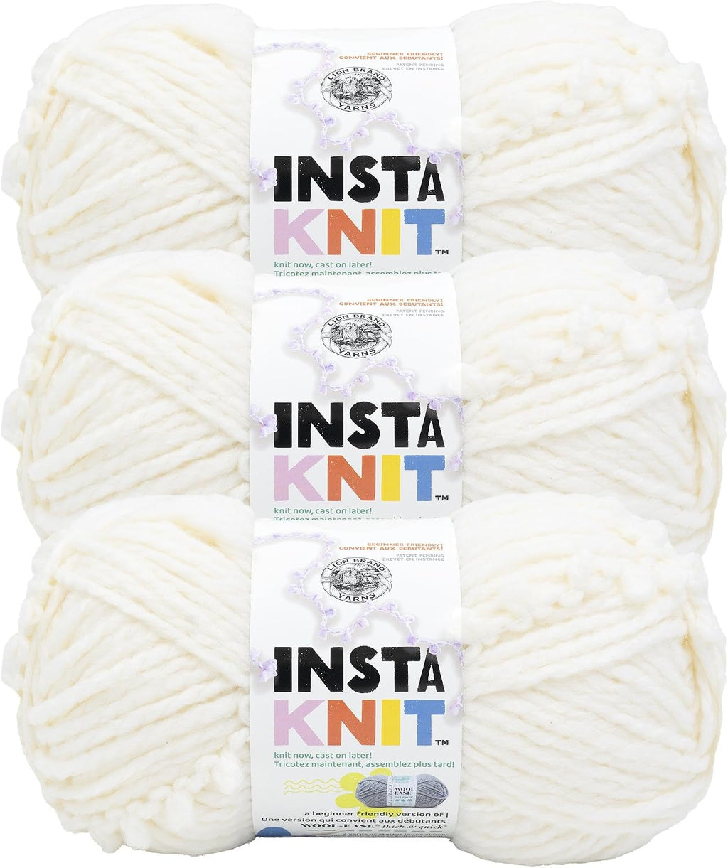 Lion Brand Yarn, InstaKnit Yarn, Creme De La Creme, Off White, 3 Pack