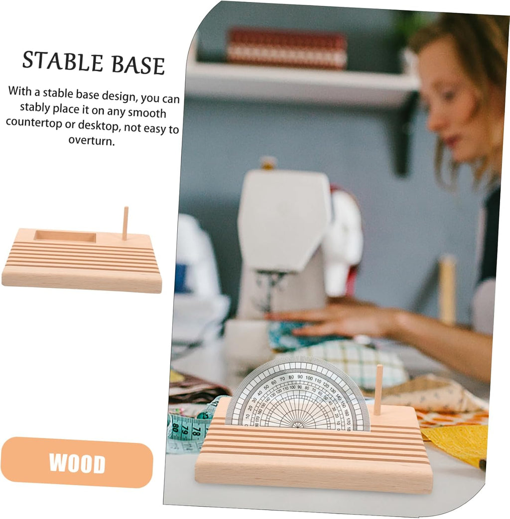Wooden Spool Ruler Holder for Quilting and Crafting Stable Base