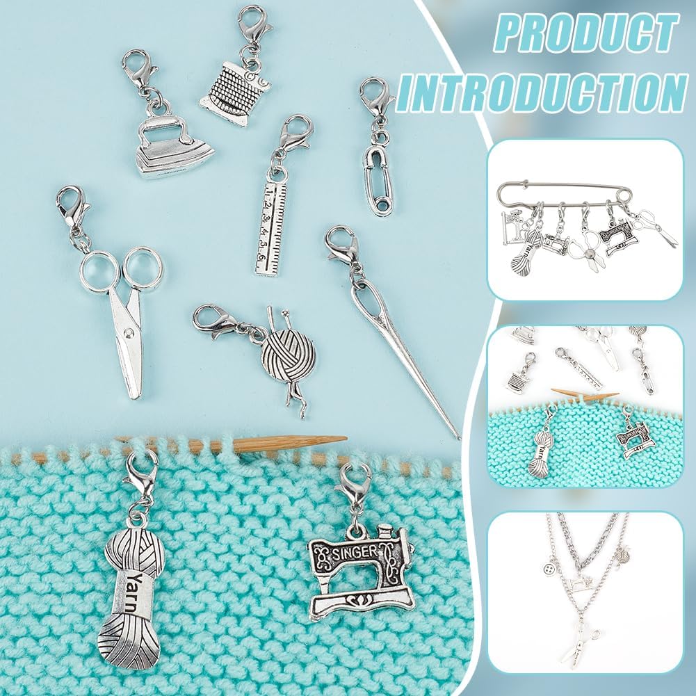 BENECREAT 6 Sets 3 Styles Tailor Tool Theme Stitch Marker Charms