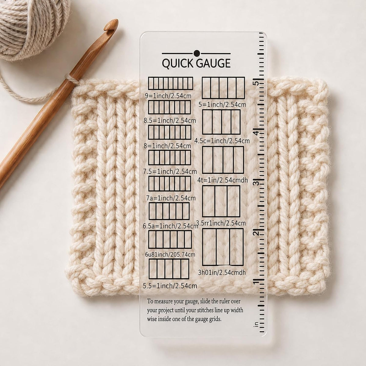 2Pcs Quick Gauge Ruler for Knitting Crochet, Knitting Gauge Measuring