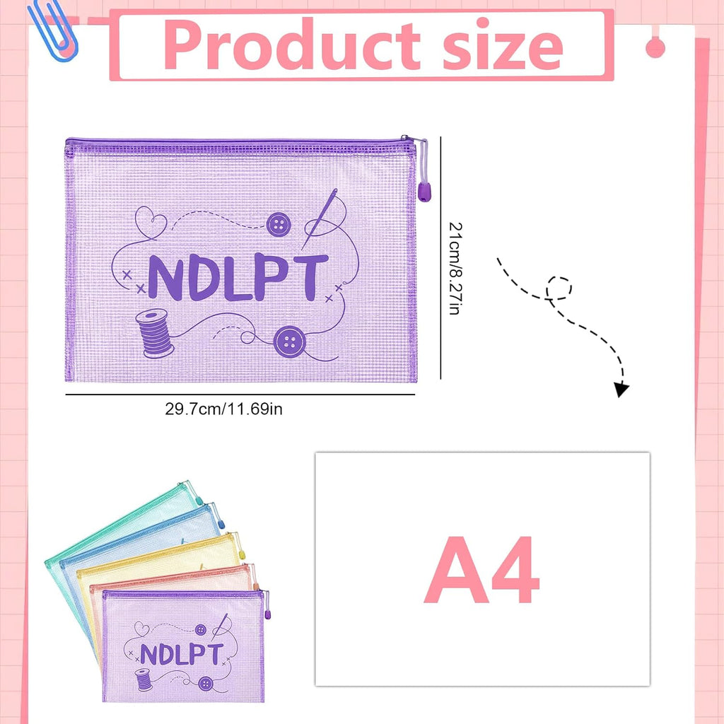 10 Pack A4 Needlepoint Project Bags, Clear Mesh Zipper Organizer