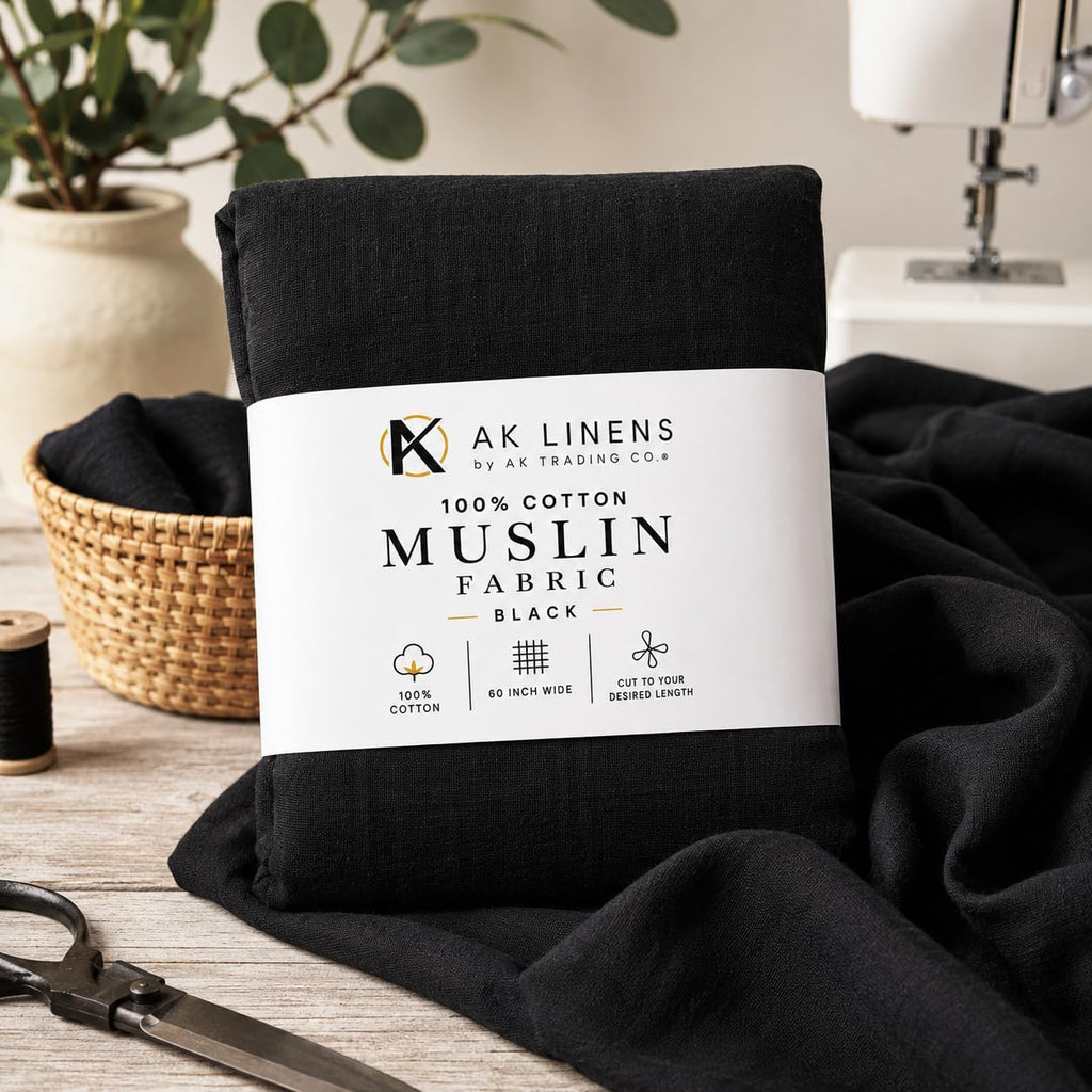 AK TRADING CO. Muslin Fabric/Textile - Draping Fabric - Black 1 Yard