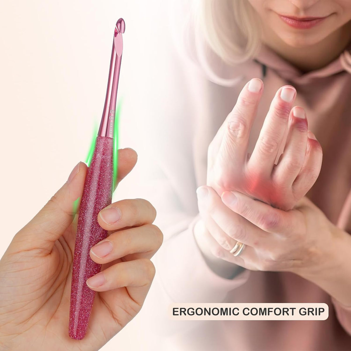 Inline Crochet Hook Size I (5.5mm), Pointed Aluminum Hook with Comfort