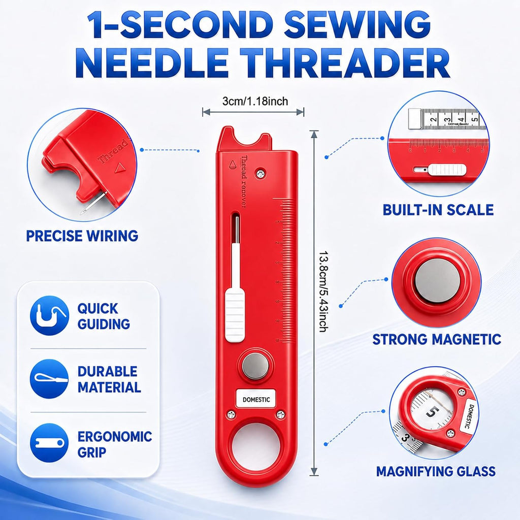 4-in-1 Quick Automatic Needle Threader for Sewing Machine (Red+Blue)