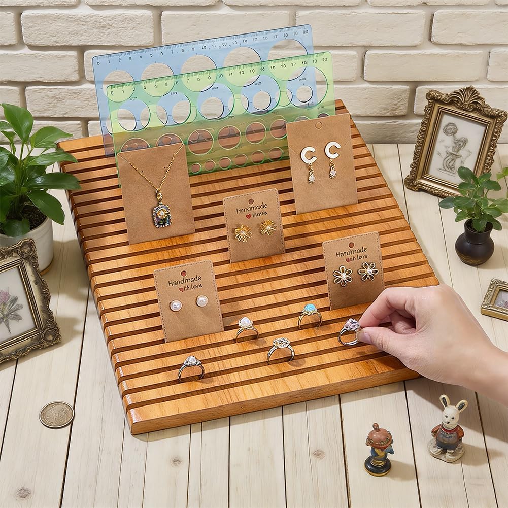 NBEADS 22-Slot Wooden Quilting Ruler Stand, 13.8x11.5x0.6 Inch