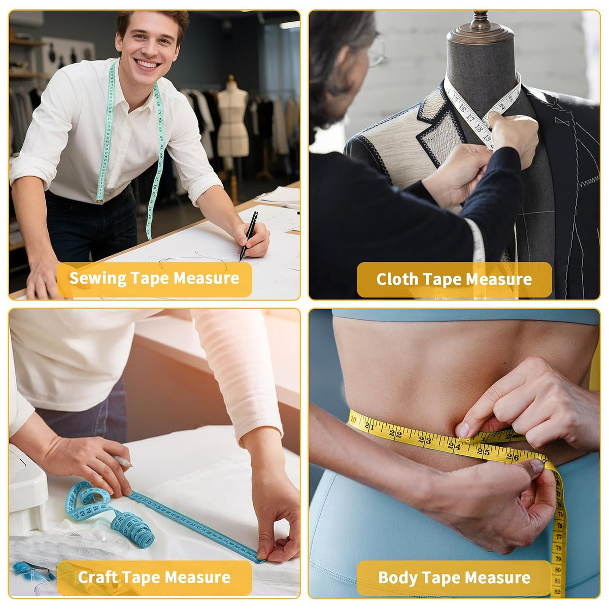6 Packs Soft Measuring Tape for Body Measurements, Wider Dual Scale