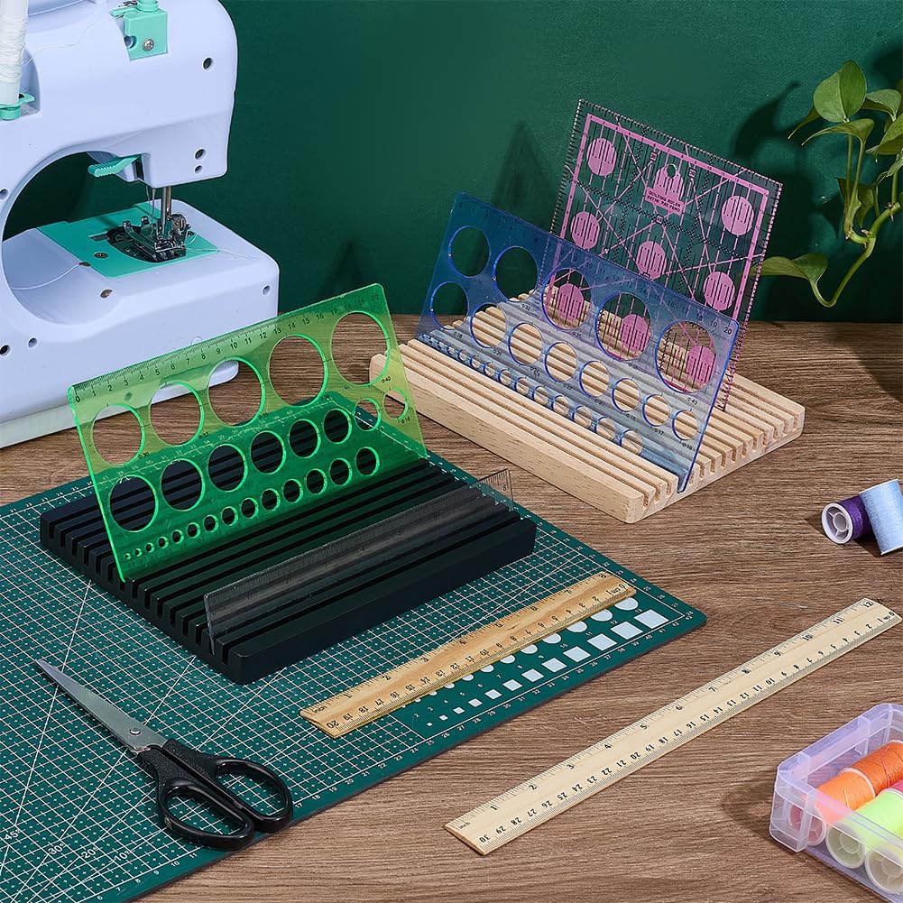 PH PandaHall 15 Slots Wooden Ruler Display Stand Quilting Ruler Holder
