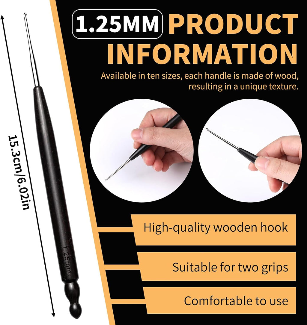 Hssugi 1.25mm Crochet Hooks, Ergonomic Crochet Hooks for Arthritic