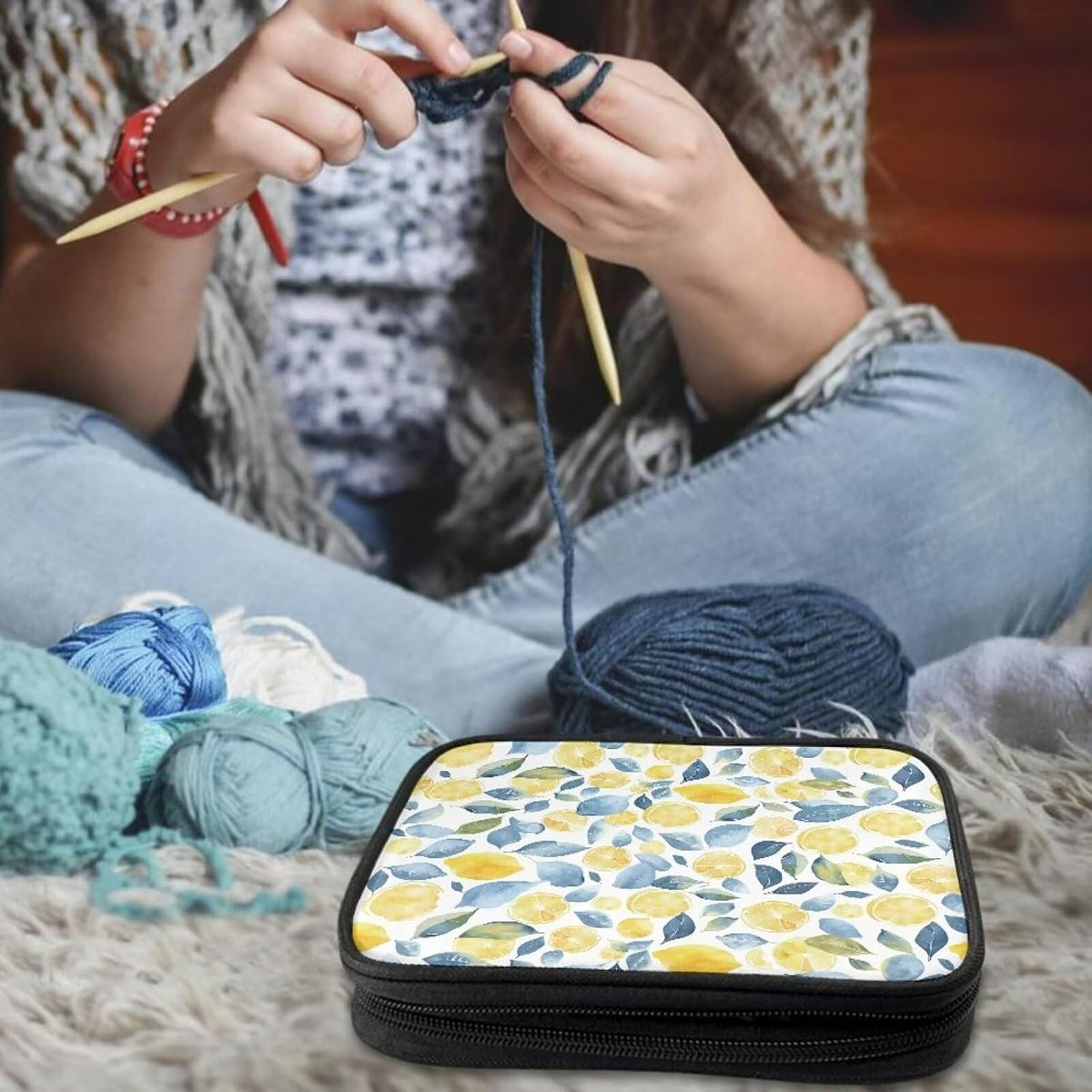 Cugasmaru Lemon Crochet Hook Bag Organizer Small Travel Organizer
