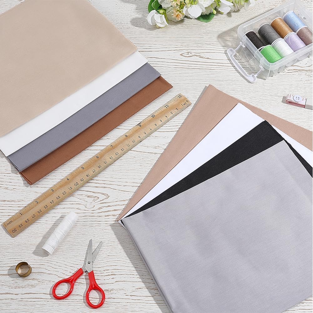 CRASPIRE 8Pcs 100% Cotton Quilting Fabric Bundles Solid Color Brown
