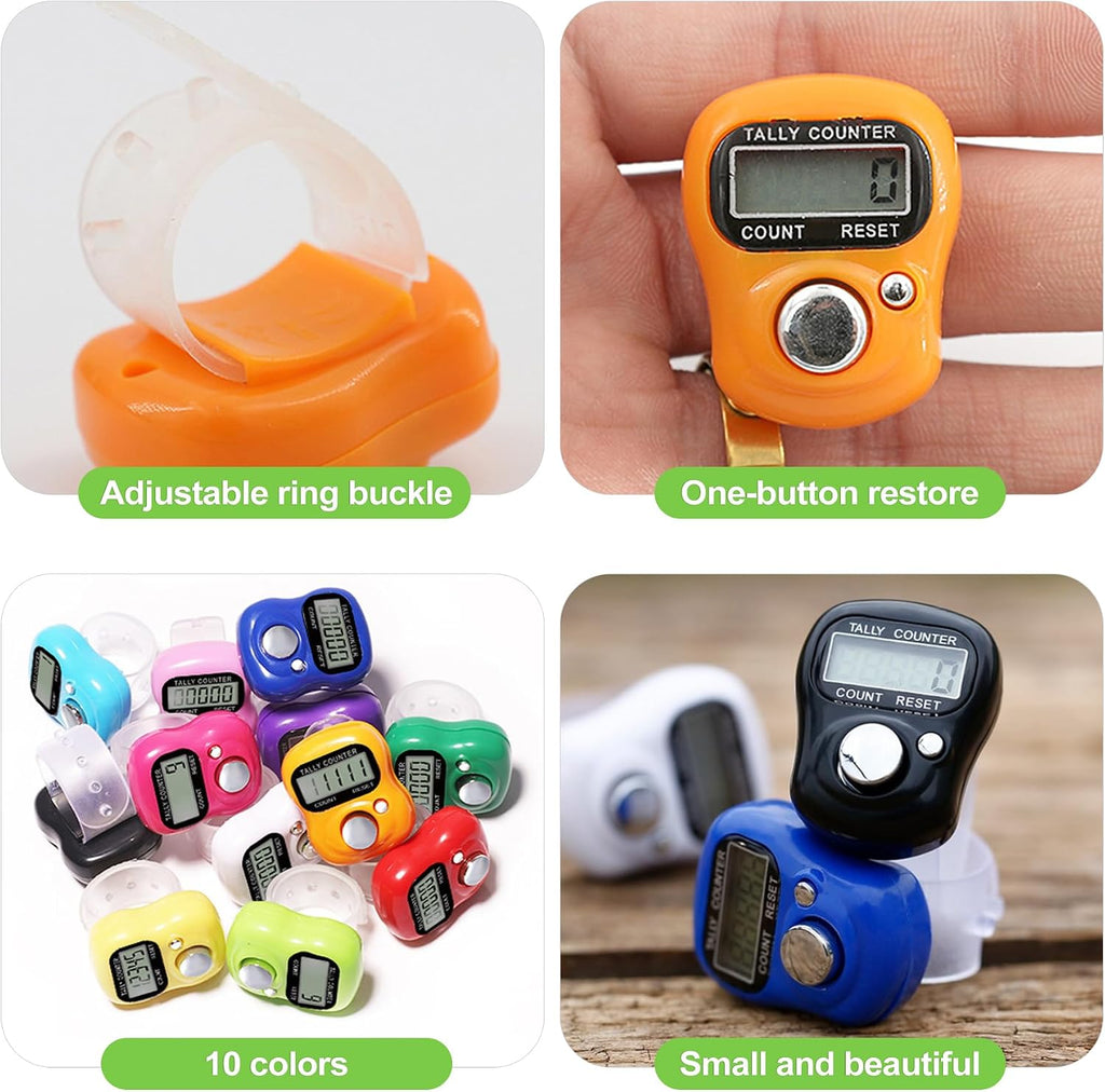10-Pack Mini LCD Digital Finger Clicker Counter, 5-Digit Handheld
