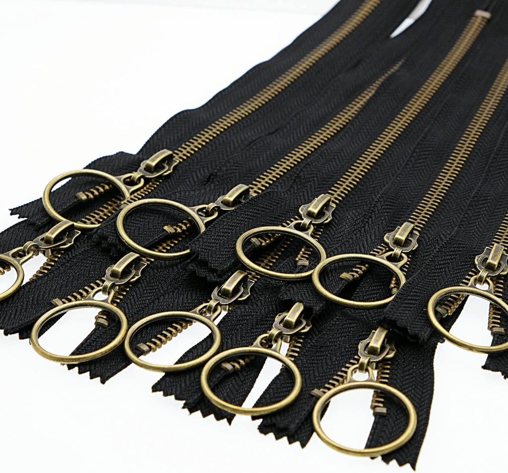 10 PCS 12 Inch (30cm) #5 Metal Zippers for Sewing Bags Crafts Antique