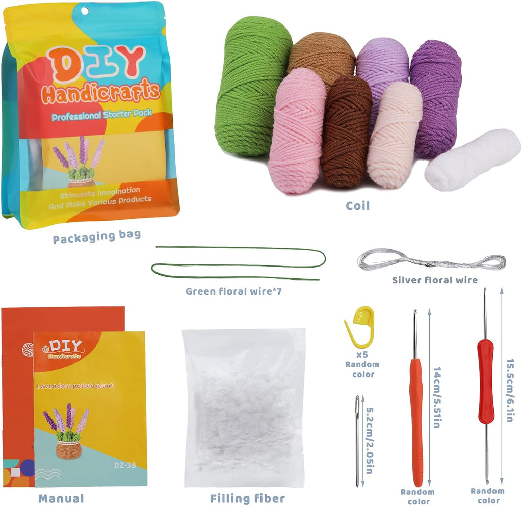 kgxulr Crochet Kit, Crochet Kit for Beginners Flowers, Purple Lavender