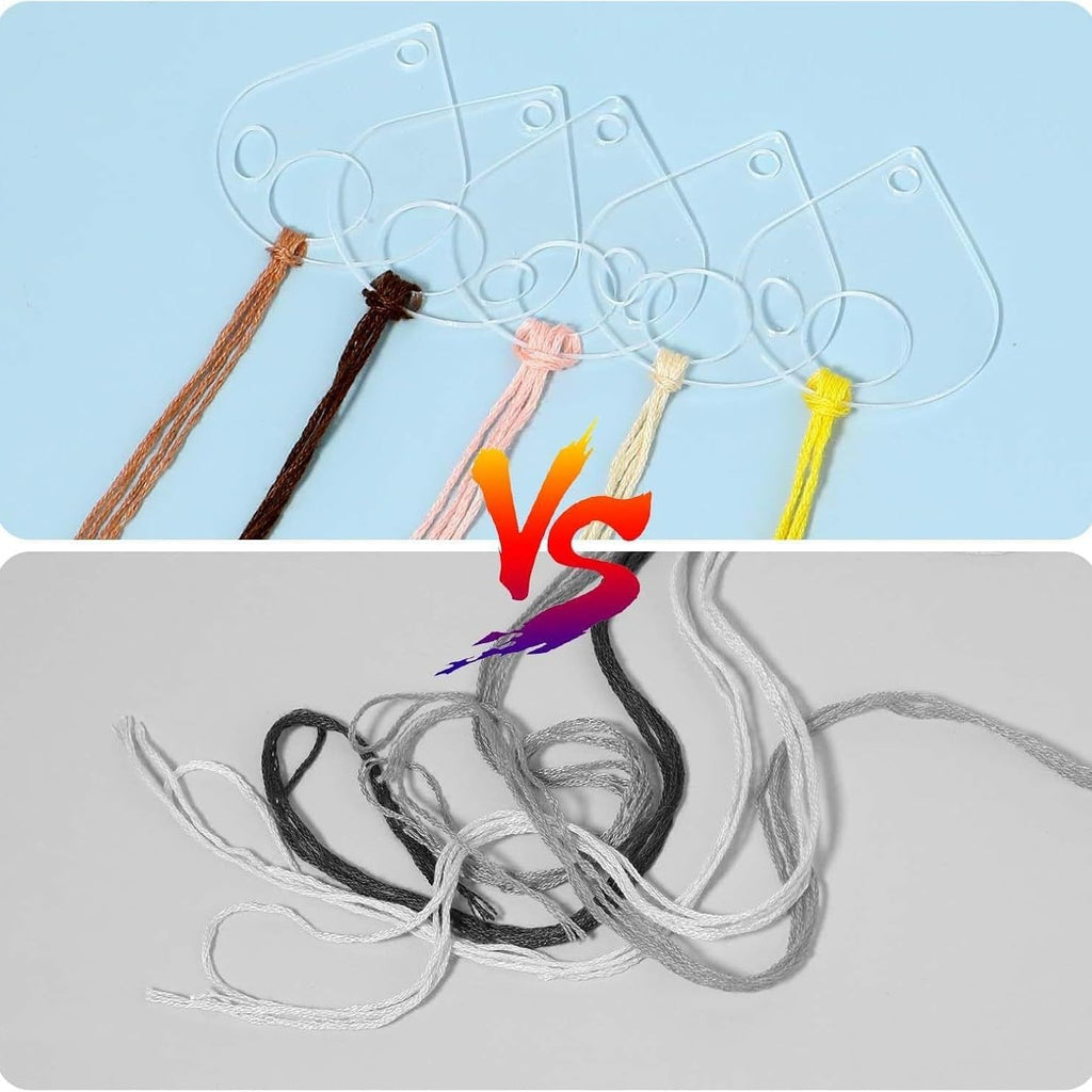 50Pcs Acrylic Embroidery Floss Organizer with 1Pc Hinged Ring