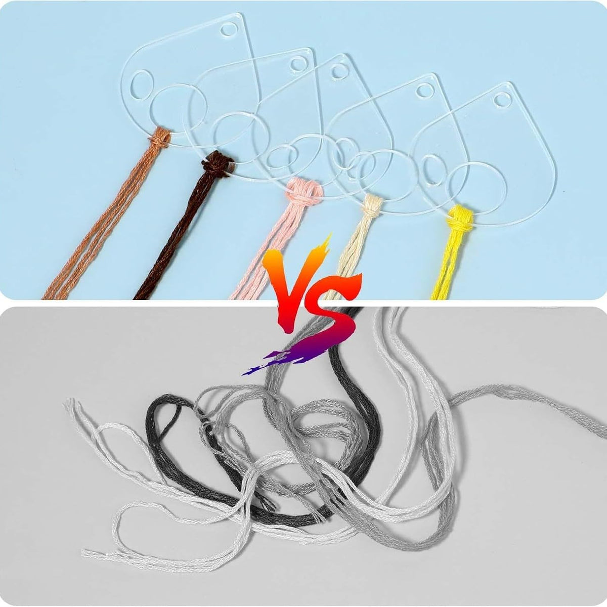 50Pcs Acrylic Embroidery Floss Organizer with 1Pc Hinged Ring