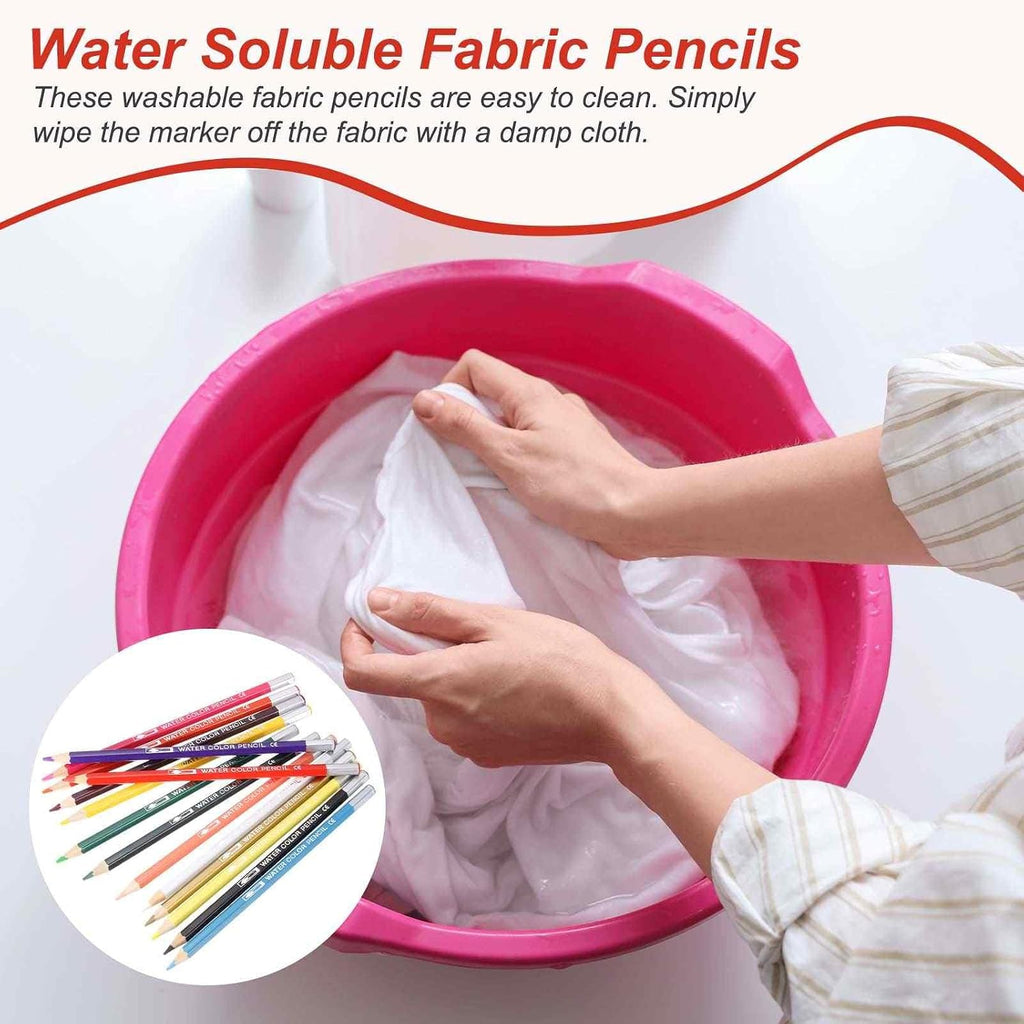 MECCANIXITY 15Pack Water Soluble Fabric Pencils for Sewing Red