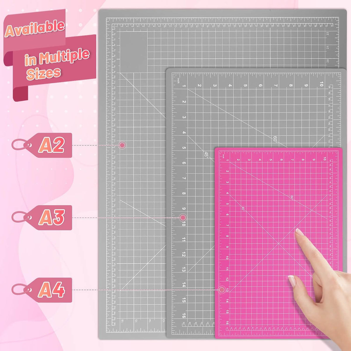 anezus Self Healing Cutting Mat for Rotary Cutting, 12" x 9", Pink