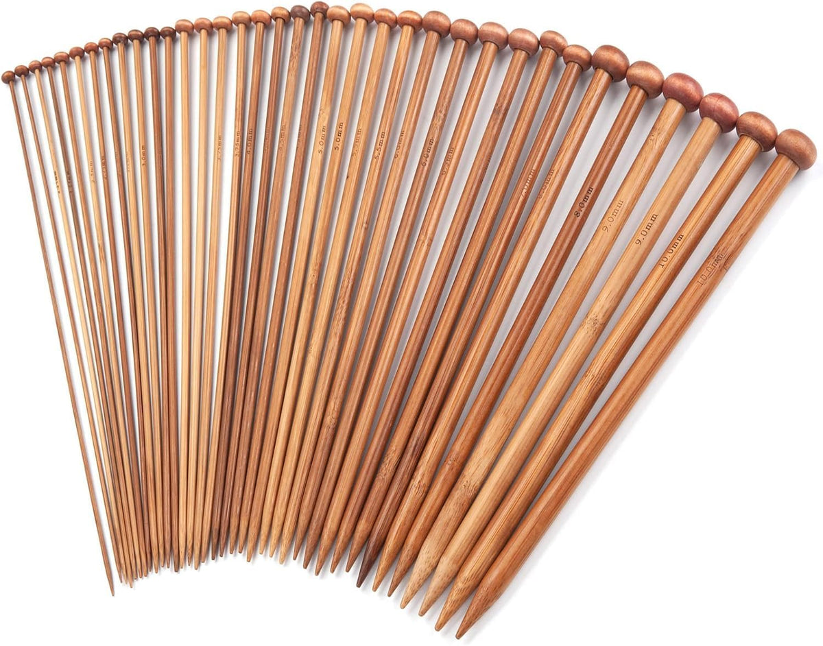 LIHAO 30 Pcs Bamboo Knitting Needles, Wooden Knitting Needles