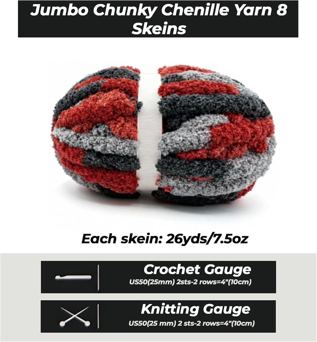 Chunky Yarn for Hand Knitting, 8 Skeins, Tie Dye Glow in the Dark