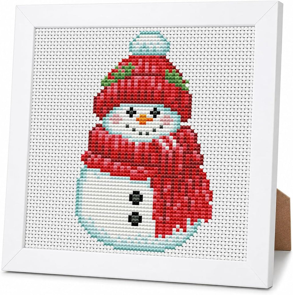 WUSARPLY Christmas Snowman Stamped Cross Stitch Kits for Adults with