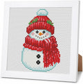 WUSARPLY Christmas Snowman Stamped Cross Stitch Kits for Adults with