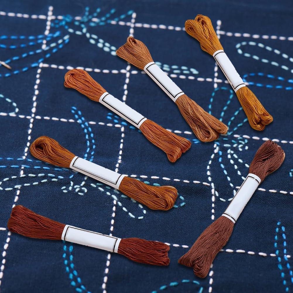 6Pcs Sashiko Thread Skein 55 Yards*6 Brown Colors
