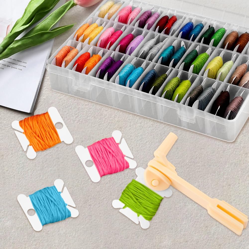 Embroidery Floss Organizer Box, Cross Stitch Thread Storage Case