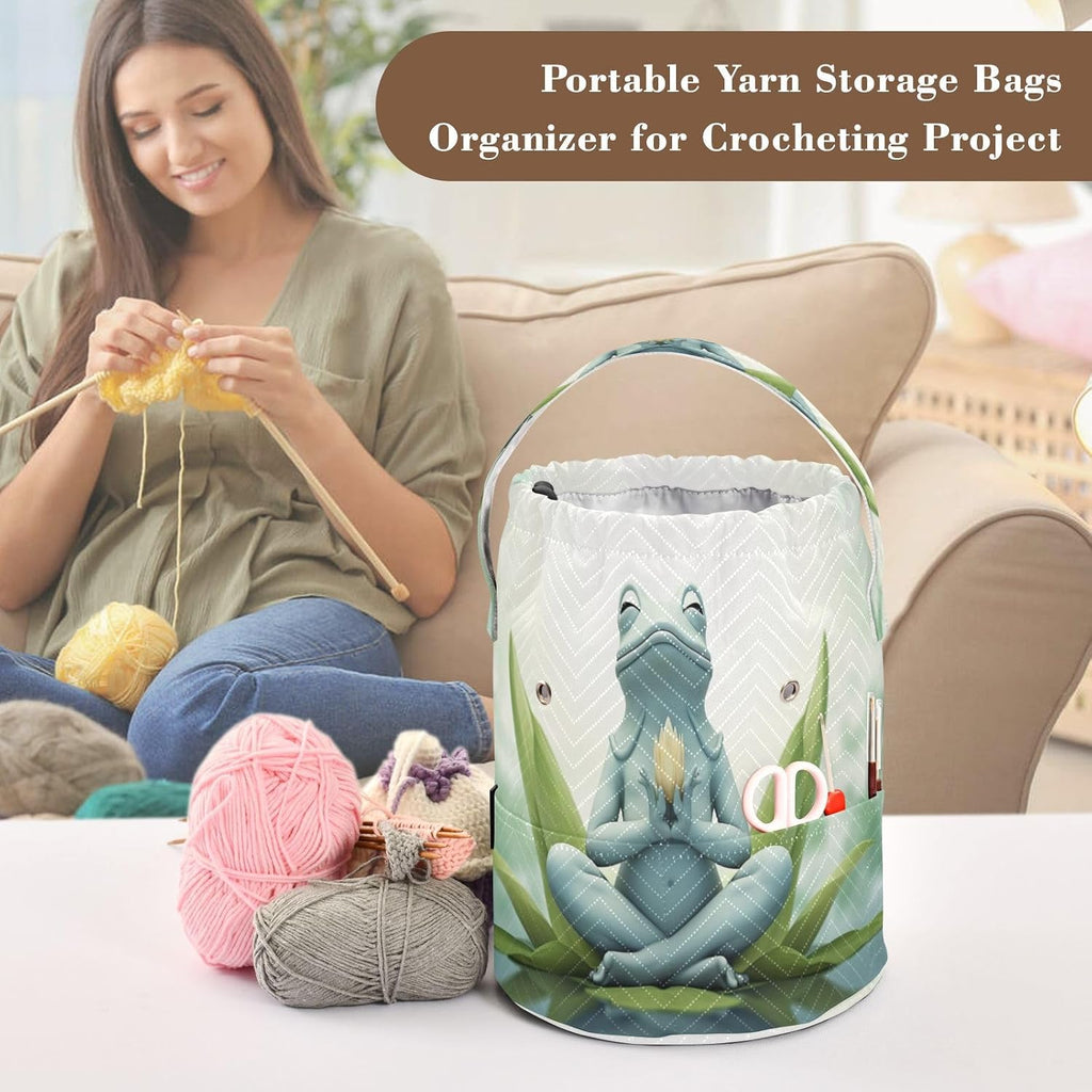 YETTASBIN Frog Yarn Storage Bag, Large Crochet Knitting Bag Organizer