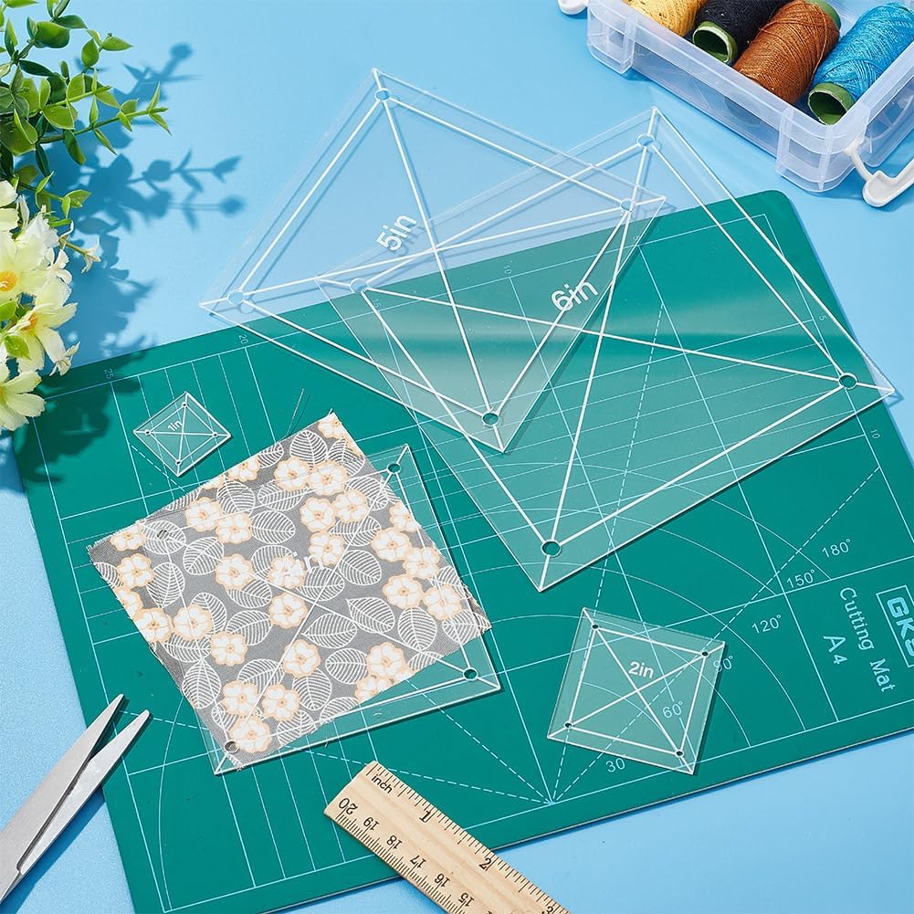6Pcs Quilting Template Acrylic 1-6" Clear Square Templates for