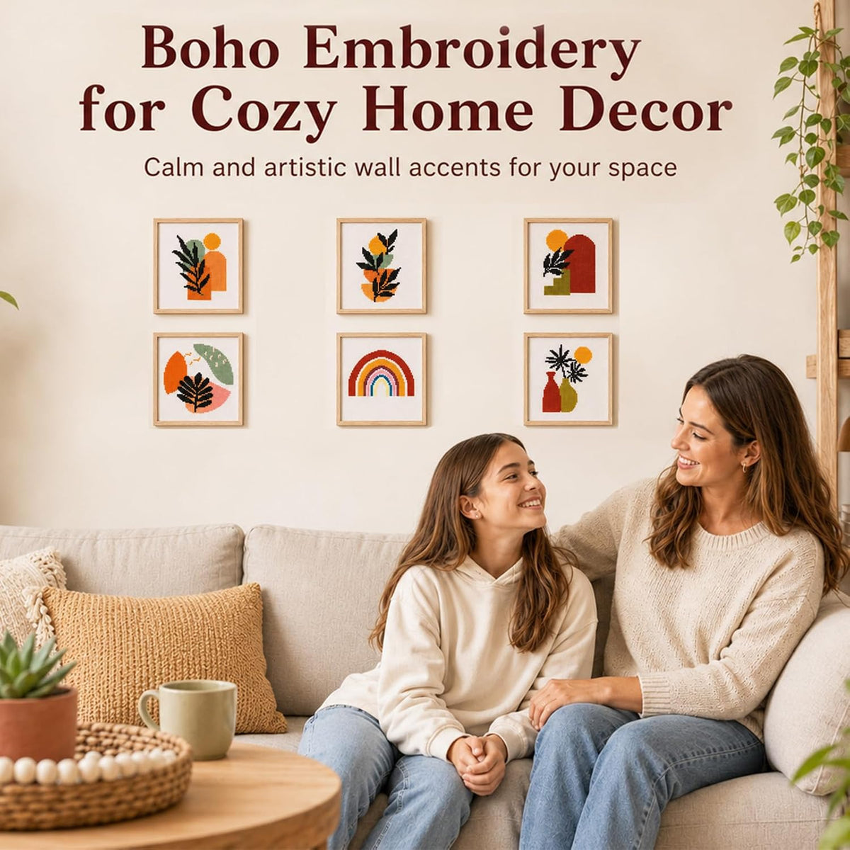 ZOIIWA 6PCS Boho Embroidery Kit for Beginners Adults Summer Cross