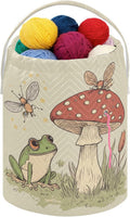 Fustylead Hand Draw Cute Frog and Fly Agaric Knitting Crochet Bag