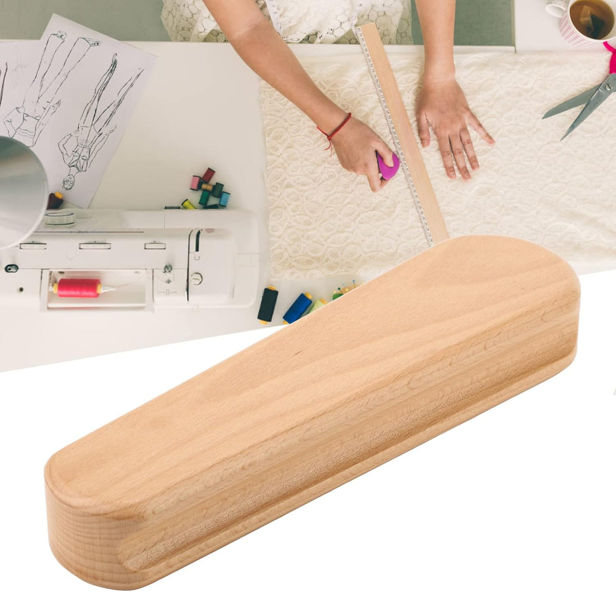 Wooden Quilters Clapper, Professional Beech Pressing Seam Tool for