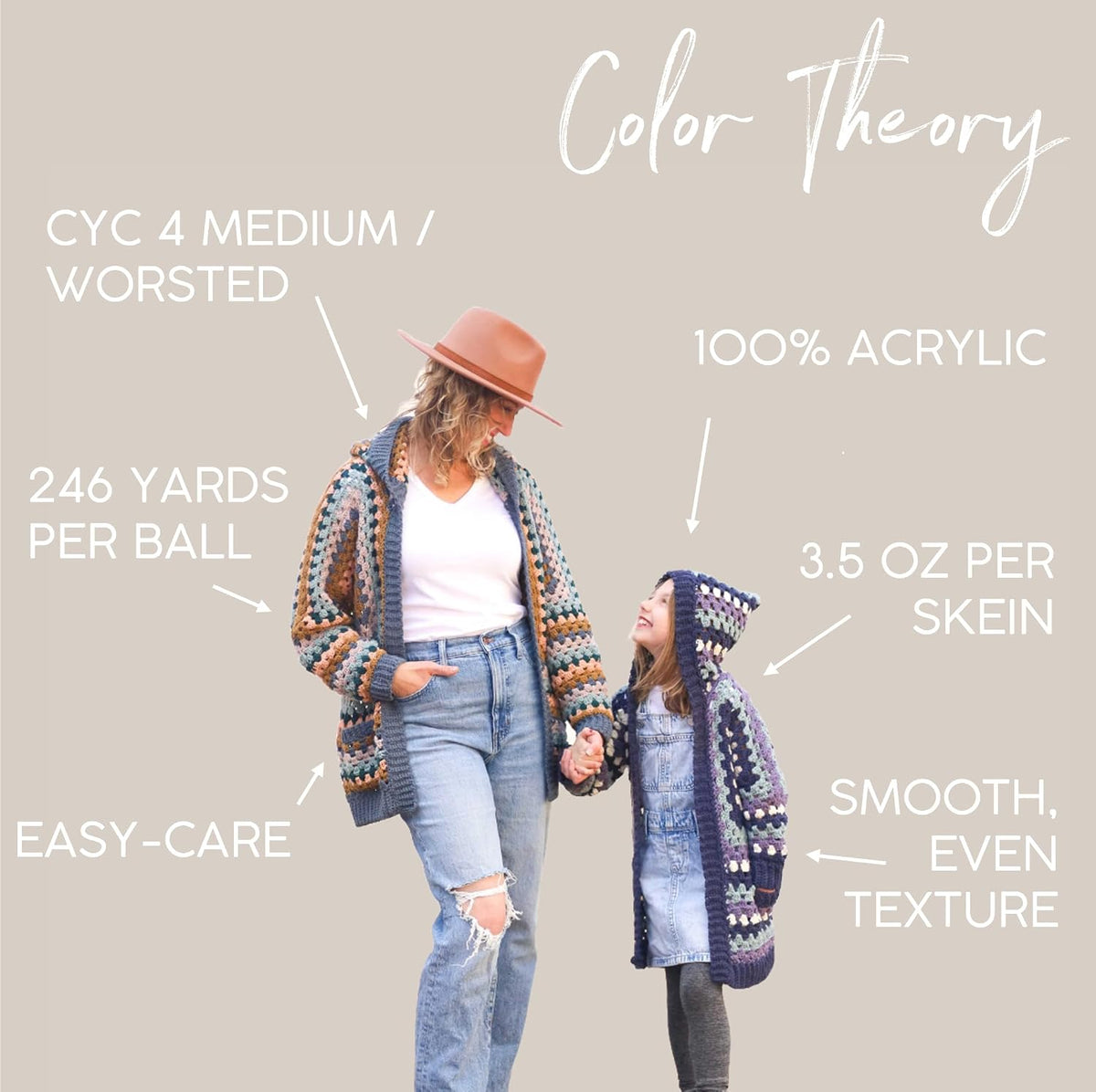 Lion Brand Yarn, Color Theory Worsted Weight Yarn for Knitting and