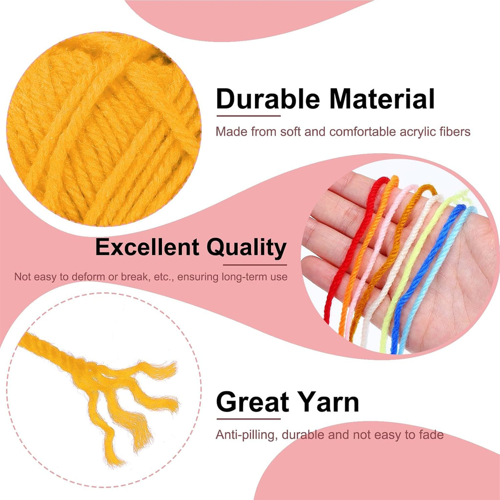 MECCANIXITY 2PCS 4 Ply Crocheting Yarn Light Sapphire/Golden Yellow