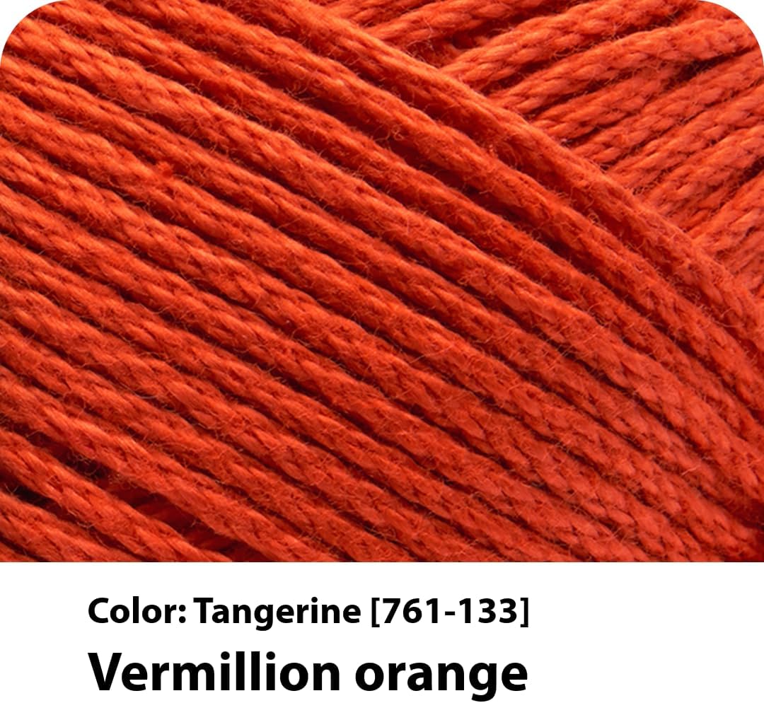Lion Brand Yarn, 24/7 Cotton Yarn, Tangerine, Orange, 3 Pack